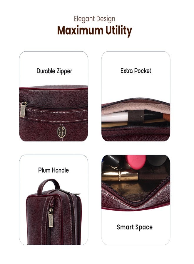 Hammonds Flycatcher Genuine Leather Toiletry Bag for Men and Women Cosmetic Organizer Bag, Travel Organizer Pouch, Toiletry Pouch for Men with Multiple Pockets, Shaving Kit Bag for Men - Brown - Image 4